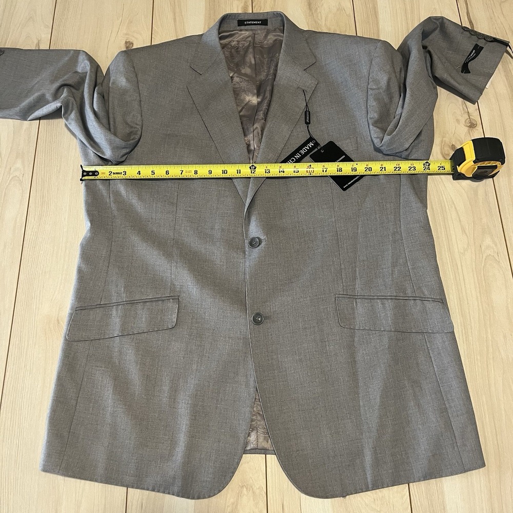 Statement NEW Italy Confidence Pure Handmade Blazer Gray Wool Mens Size 44R - Picture 7 of 16